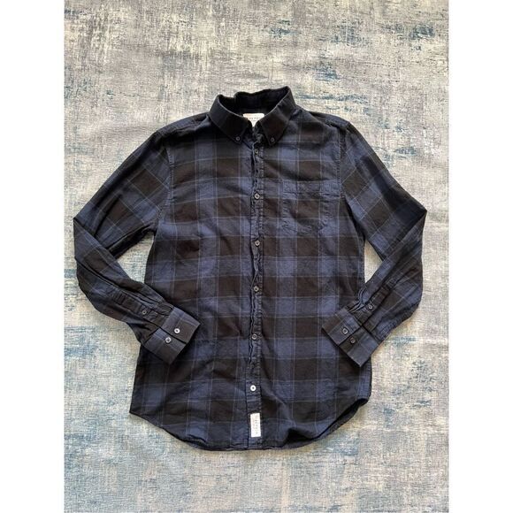 Five Four Black Blue Plaid Flannel Button Front Shirt Men's Medium - Picture 7 of 8
